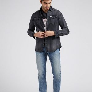 Guess Truckee Youth Boys Denim Shirt Roll Tab Sleeve Size 18